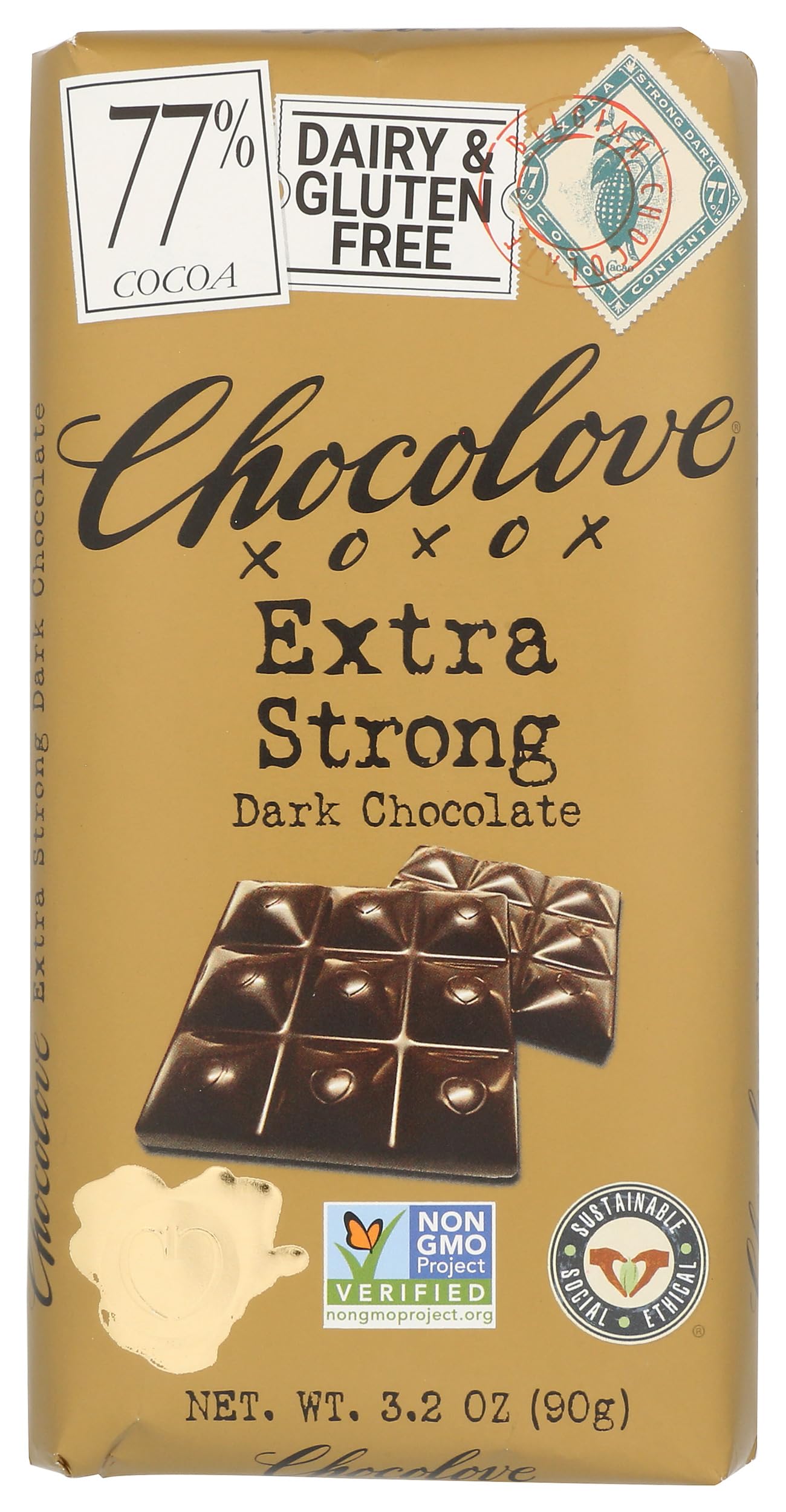 Product image of Chocolove Extra Strong Dark Chocolate Bar 3.2 oz 3.2 oz